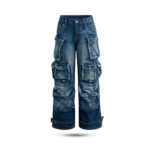 Multi-Pocket Wide-Leg Cargo Jeans - Image 2