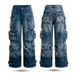 Multi-Pocket Wide-Leg Cargo Jeans