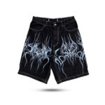 Tribal Flame Print Denim Shorts - Image 3